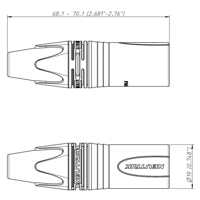 Βύσμα XLR 3 Pin Αρσενικό Καλωδίου Μεταλλικό Neutrik NC3MXX