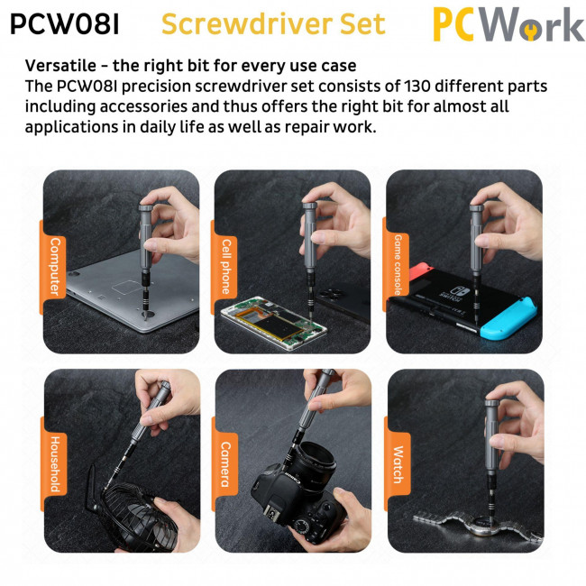 PCWork PCW08Ι Σετ Εργαλείων & Κατσαβιδιών Ακριβείας 130τμχ.