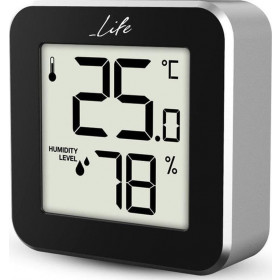 Life Alu Mini Θερμόμετρo & Υγρασιόμετρo Επιτραπέζιο / Επιτοίχιο για Χρήση σε Εσωτερικό Χώρο
