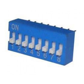 Dip Switch 8 Επαφών OFF-ON, 21.7x9.7mm, Βήμα 2.54mm για PCB ECE EDG108