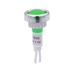 Ενδεικτική Λυχνία Neon Πράσινη Φ10mm 230VAC IP40 με Καλώδιο 17cm Xindali AD22E-006/G