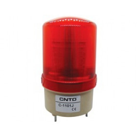 Φάρος LED 230VAC Κόκκινος με Ενσωματωμένο Buzzer 110dB & Επιλογή Περιστρεφόμενου, Flashing ή Σταθερά Αναμμένου Εφέ Φ85x160mm CNTD C-1101