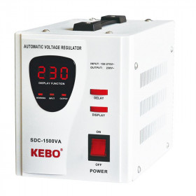 Kebo SDC-1500VA Σταθεροποιητής Τάσης Servo Motor 1500VA / 900W με 2 Πρίζες Σούκο, Ψηφιακές Ενδείξεις