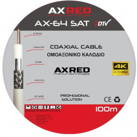 AXRed AX-64 SAT Καλώδιο Ομοαξονικό 75Ω Εξασθένηση 17dB/100m Φ6.80mm Λευκό 100m