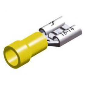 Ακροδέκτης Faston Ίσιος Θηλυκός 9.9mm για Καλώδιο έως 5mm² με Κίτρινη Μόνωση Ορείχαλκος F5-9.5V/1.2