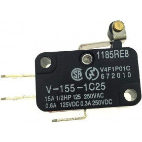 Microswitch Snap Action με Έλασμα 12mm & Ροδάκι, SPDT 15A/250VAC, 2.35N, Faston C&H V-155-1C25