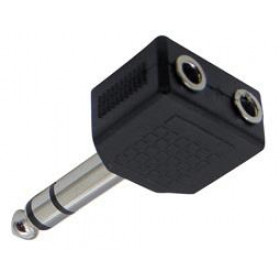 Adaptor 6.3mm Stereo Αρσενικό σε 2x3.5mm Stereo Θηλυκά Πλαστικό Μαύρο JT-3193