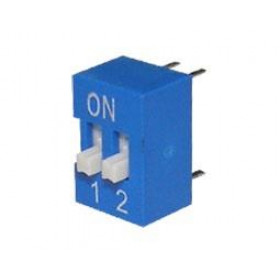 Dip Switch 2 Επαφών OFF-ON, 6.5x2.54mm, Βήμα 2.54mm για PCB DFT DS-2P