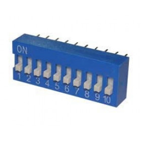 Dip Switch 10 Επαφών OFF-ON, 26.7x9.7mm, Βήμα 2.54mm για PCB ECE EDG110