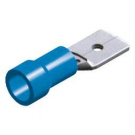 Ακροδέκτης Faston Ίσιος Αρσενικός 4.8mm για Καλώδιο έως 2.5mm² με Μπλε Μόνωση Ορείχαλκος M2-4.8V/5
