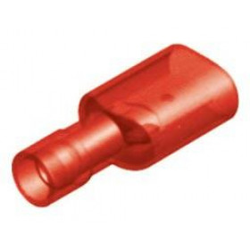 Ακροδέκτης Faston Ίσιος Αρσενικός 6.4mm για Καλώδιο έως 1.5mm² με Κόκκινη Πλήρης Μόνωση Ορείχαλκος M1-6.4AF/8