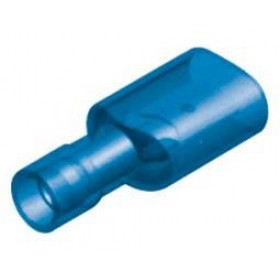 Ακροδέκτης Faston Ίσιος Αρσενικός 6.4mm για Καλώδιο έως 2.5mm² με Μπλε Πλήρης Μόνωση Ορείχαλκος M2-6.4AF/8