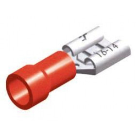 Ακροδέκτης Faston Ίσιος Θηλυκός 5mm για Καλώδιο έως 1.5mm² με Κόκκινη Μόνωση Ορείχαλκος F1-4.8V/8