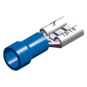 Ακροδέκτης Faston Ίσιος Θηλυκός 3.2mm για Καλώδιο έως 2.5mm² με Μπλε Μόνωση Ορείχαλκος F2-2.8V/5