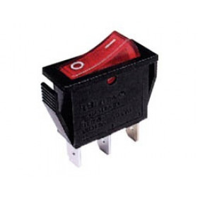 Διακόπτης Rocker OFF-ON 3 Pin SPST, Φωτιζόμενος 12V LED Κόκκινο 16A/250VDC, για Άνοιγμα 28.5x10.6mm RL1-111