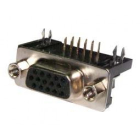 Βύσμα D-Sub 15 Pin (3x5) Θηλυκό Γωνία για PCB 108-HD-15S