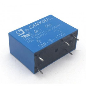 Ρελέ Ηλεκτρομαγνητικό 12VDC 10A 1 Επαφής N.C+N.O 5 Pin για PCB Sanyou SMI-S-112D
