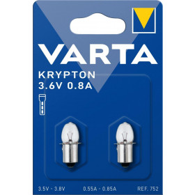 Varta Λαμπάκια Φακού Krypton 3.6V 750mA P13.5s (2τμχ) 752