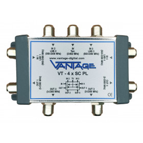 Vantage VT-4xSC PL DiSEqC 4x1 Εσωτερικού Χώρου με Ενσωματωμένο Μίκτη (Combiner) Σήματος TV & SAT 4 Εξόδων