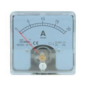 Αναλογικό Αμπερόμετρο Πίνακα 0÷20Α DC 60x60mm με Βίδες SF-60 (Shunt)