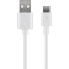 Καλώδιο Ταχείας Φόρτισης & Data USB-A σε USB-C 15W 1m Λευκό Goobay 45563