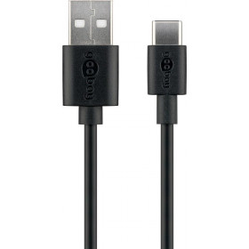 Καλώδιο Ταχείας Φόρτισης & Data USB-A σε USB-C 15W 1m Μαύρο Goobay 45735