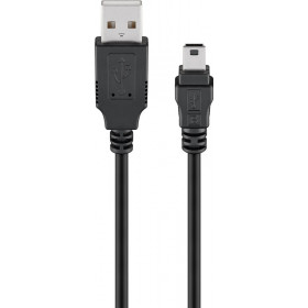 Καλώδιο USB 2.0 Type A Αρσενικό σε Mini USB 5 Pin Αρσενικό 1m Μαύρο Goobay 45740