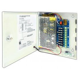 Τροφοδοτικό Switching 12VDC 10A για Συστήματα Ασφαλείας με 9 Εξόδους 240x210x53mm AMR-1209C-10A