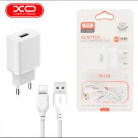 XO Σετ Φορτιστής Πρίζας USB-A με Καλώδιο USB-C 1m 12W Λευκό XO-L99(EU)