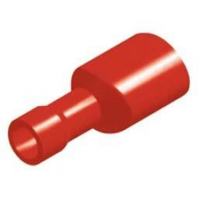 Ακροδέκτης Faston Ίσιος Θηλυκός 5mm για Καλώδιο έως 1.5mm² με Κόκκινη Πλήρης Μόνωση Ορείχαλκος F1-4.8VF/8