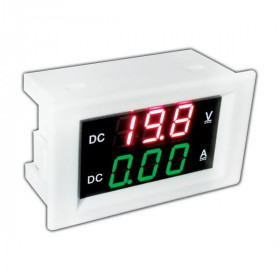 Διπλό Ψηφιακό Βολτόμετρο Πίνακα 0÷100VDC & Αμπερόμετρο 0÷10A DC, 3 Ψηφίων, 70x40mm με Ενσωματωμένο Shunt Λευκό