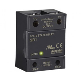 Ρελέ Solid State 1 Φάσης 4÷30VDC, Επαφή 24÷240VAC 25Α για Panel με LED στην Είσοδο Autonics SR1-1225-N