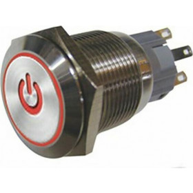Πιεζοδιακόπτης OFF-ON 5 Pin SPST, 12VDC Φ19mm Φωτιζόμενος Κόκκινο LED Dahe Σειρά HBS1