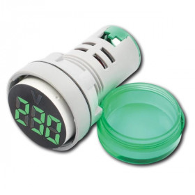 Ψηφιακό Βολτόμετρο Πίνακα LED 3 Ψηφίων 20÷500VAC Ø30x50mm, Φ22mm Πράσινο AD101-22VM GREEN