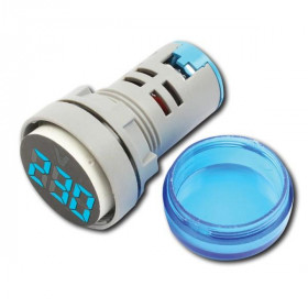 Ψηφιακό Βολτόμετρο Πίνακα LED 3 Ψηφίων 20÷500VAC Ø30x50mm, Φ22mm Μπλε AD101-22VM BLUE