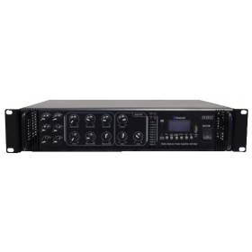 GBC 61.6112.45 Ραδιοενισχυτής Ήχου Mono 180W RMS 4-16Ω 100V 6 Ζωνών  FM/USB/5xMIC/3xAUX 220V/24V Μαύρος