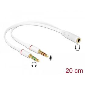 Adaptor Delock 65585 για Διαχωρισμό Ήχου & Μικροφώνου για Headset με 1 Βύσμα 3.5mm Λευκό