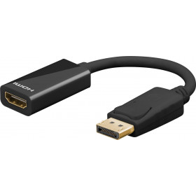 Adaptor DisplayPort v1.2 Αρσενικό σε HDMI Θηλυκό 10cm με Επίχρυσα Βύσματα Μαύρο Goobay 67881
