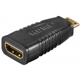 Adaptor HDMI Θηλυκό σε mini HDMI Αρσενικό με Επίχρυσα Βύσματα Μαύρο Goobay 68841