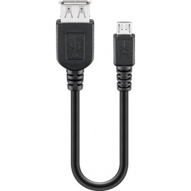 Καλώδιο USB 2.0 Type A Θηλυκό σε Micro USB Αρσενικό 0.2m Μαύρο Goobay 95193