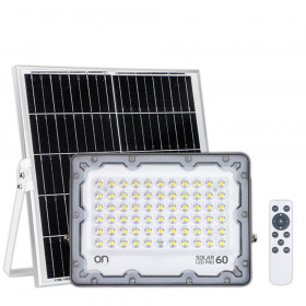 ON Solar LED PRO 60 Ηλιακός Προβολέας LED Ισχύος 60W Αλουμινίου IP65 1200lm με Τηλεχειριστήριο, Φυσικό Λευκό 4000Κ, Λευκός 23.8757.15