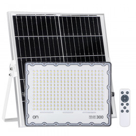 ON Solar LED PRO 300 Ηλιακός Προβολέας LED Ισχύος 200W Αλουμινίου IP65 3700lm με Τηλεχειριστήριο, Φυσικό Λευκό 4000Κ, Λευκός 23.8757.30
