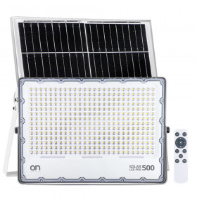 ON Solar LED PRO 500 Ηλιακός Προβολέας LED Ισχύος 300W Αλουμινίου IP65 6200lm με Τηλεχειριστήριο, Φυσικό Λευκό 4000Κ, Λευκός 23.8757.35