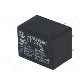 Ρελέ Ηλεκτρομαγνητικό 24VDC 10A 1 Επαφής N.O+N.C 5 Pin για PCB Recoy LT-24G