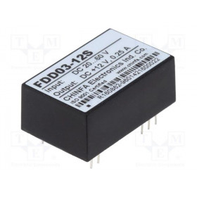 DC/DC Converter In: 20÷60VDC Out: 12VDC 3W PCB Chinfa Electronics FDD03-12S