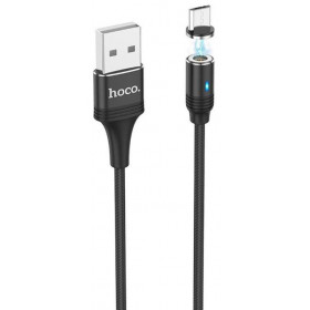 Hoco U76 Fresh Καλώδιο Ταχείας Φόρτισης & Data με Μαγνητικό Βύσμα Micro USB 3.0A 12W 2.4A και Ένδειξη LED Μαύρο 1.2m