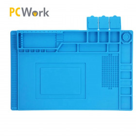PCWork PCW10A Αντιστατική Επιφάνεια Εργασίας 450x300mm από Σιλικόνη Ανθεκτική στη Θερμότητα, Θήκες Αποθήκευσης & Μαγνητικές Θέσεις Εξαρτημάτων Μπλε