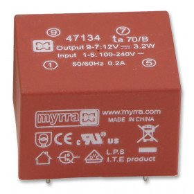 Τροφοδοτικό PCB Κλειστού Τύπου In: 85÷265VAC Out: 12VDC 0.27A/3.2W Myrra 47134