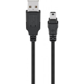 Καλώδιο USB 2.0 Type A Αρσενικό σε Mini USB 5 Pin Αρσενικό 1.5m Μαύρο Goobay 93623