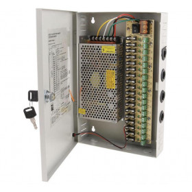 Τροφοδοτικό Switching 12VDC 20A για Συστήματα Ασφαλείας με 18 Εξόδους Anga CP1209-20A-18